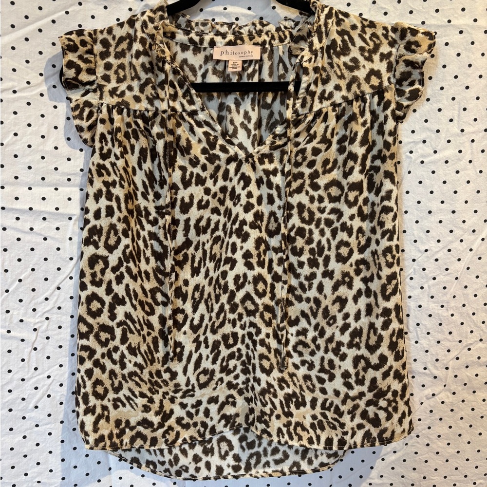 Philosophy Leopard Print Blouse in Black and Cream